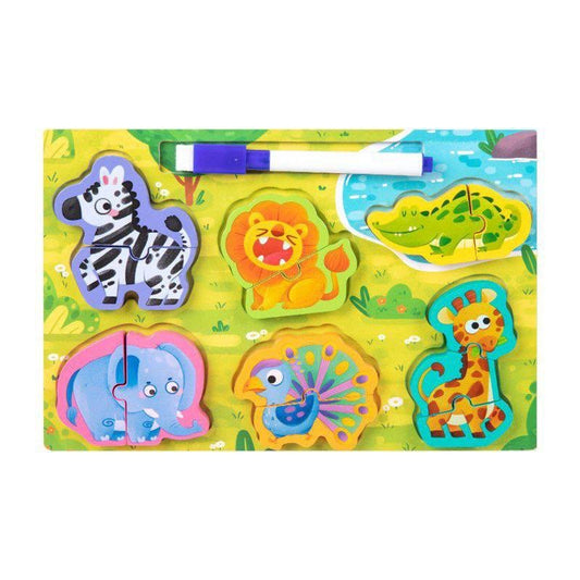 مجموعة بازل خشبية 2*1 مع سبورة تعليمية للتعليم المبكر