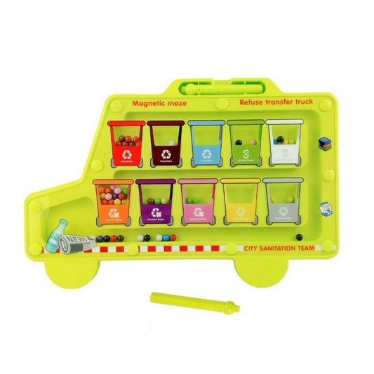 متاهة الخرز المغناطيسي – لعبة شاحنة النظافة لفرز الألوان وإعادة التدوير