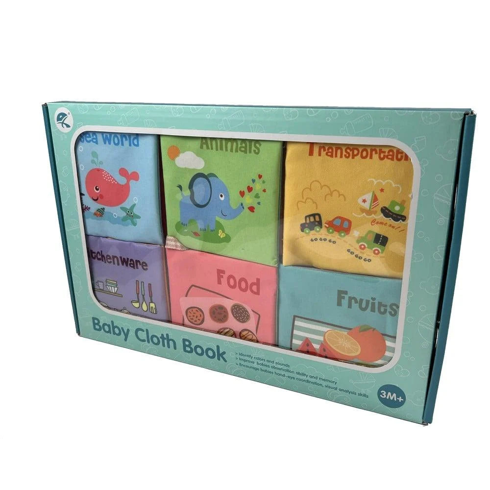كتاب قماش الوان ناعم للاطفال 6 قطع من عمر 3 شهور