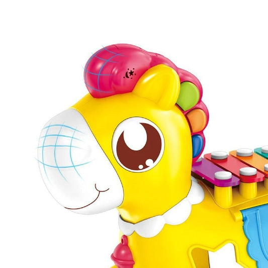 لعبة حصان هزاز للأطفال مع إكسيليفون وأداة فرز الأشكال