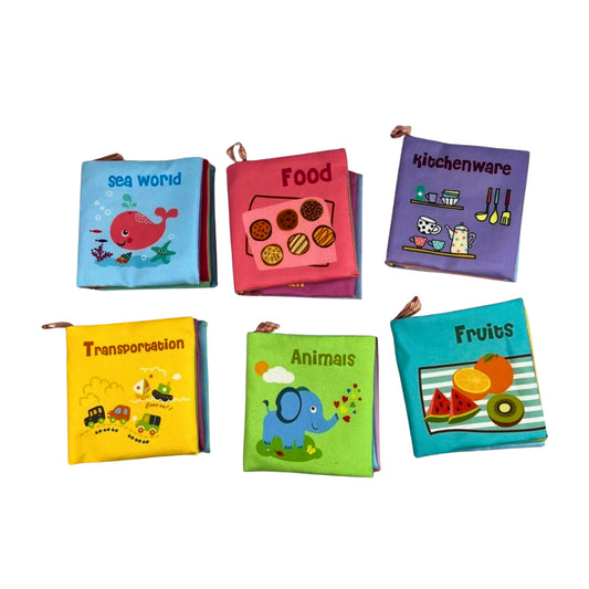 كتاب قماش الوان ناعم للاطفال 6 قطع من عمر 3 شهور