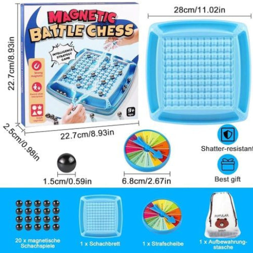 لعبة شطرنج ماجنتيك باتل تشيس للكبار وللأطفال، تحوي 20 قطعة شطرنج مغناطيسية، تناسب من 2 إلى 4 لاعبين