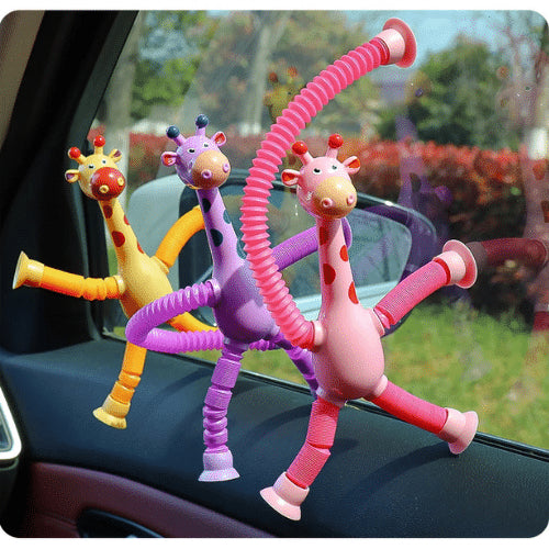 لعبة الزرافة المطاطية بقاعدة لاصقة تلسكوبية قطعة واحدة | الوان متعددة