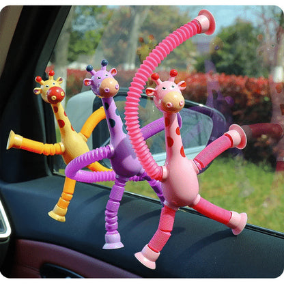 لعبة الزرافة المطاطية بقاعدة لاصقة تلسكوبية قطعة واحدة | الوان متعددة