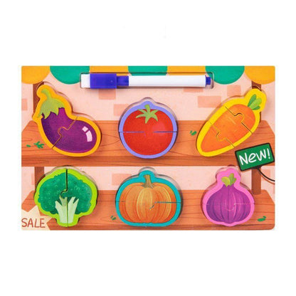 مجموعة بازل خشبية 2*1 مع سبورة تعليمية للتعليم المبكر