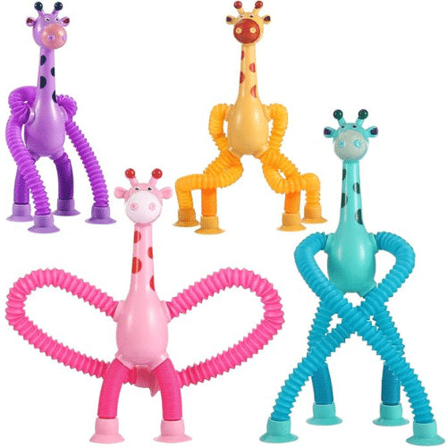 لعبة الزرافة المطاطية بقاعدة لاصقة تلسكوبية قطعة واحدة | الوان متعددة